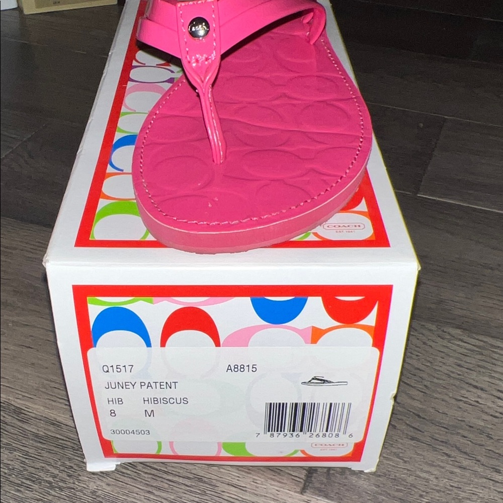 Coach Bright Pink Patent Sandals